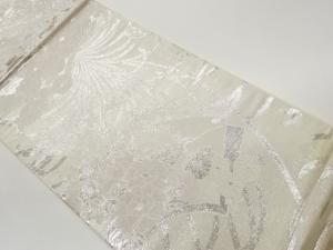 地紙に花々模様織出し全通袋帯